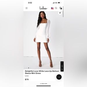 Delightful Love White Lace-Up Balloon Sleeve Mini Dress